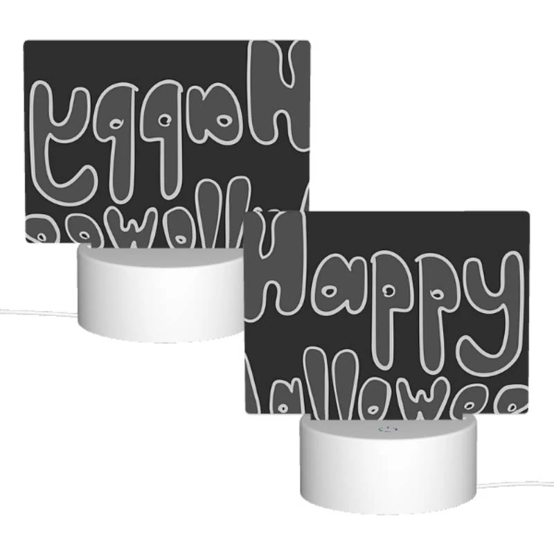 Rectangular Acrylic Night Light, A black and white sign that says "Happy Halloween". Rectangular Acrylic Night Light, A Black And White Sign That Says "Happy Halloween". -Cute Night Light Shop a48a7f7bf0365fee9ca98881e1c66f0282b90001
