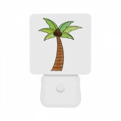 Night Light Set Of 2, A Cartoon Drawing Of A Palm Tree With A Bunch Of Bananas On It. -Cute Night Light Shop a51c8a65570a36e35497cbea220f62eec6a00194