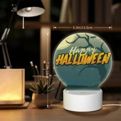Round Acrylic Night Light, A Tree With A Spooky Halloween Sign On It. -Cute Night Light Shop a5437773595d6d9afb052f24509d902859bde8e2