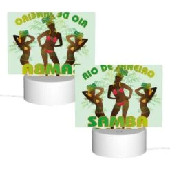 Rectangular Acrylic Night Light, A Colorful Advertisement For Rio De Janeiro Featuring Two Women In Bikinis. -Cute Night Light Shop a554626268b489419529eba4ac9786c3e01fd379