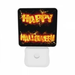 Night Light Set Of 2, A Firey Sign That Says "Happy Halloween". -Cute Night Light Shop a57cd9184848853d46a78efffcc247bfcf15997c