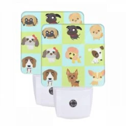 Night Light Set Of 2, A Collection Of Cartoon Dog Images.