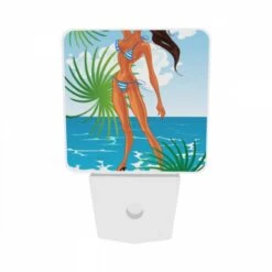 Night Light Set Of 2, A Woman In A Bikini Is Standing On A Beach. -Cute Night Light Shop a61aa38ed9636b15ca83542305ebdc05f0b3f076