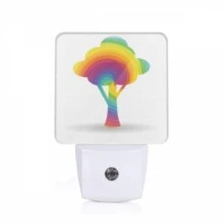 Night Light, A Colorful Tree With A Rainbow Colored Trunk.
