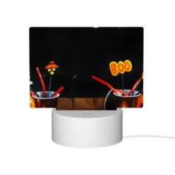 Rectangular Acrylic Night Light, A Table With Two Cups Of Candy And A Lit Candle. -Cute Night Light Shop a74495ba71c5aa5dac8eccec05e03cc079c21176