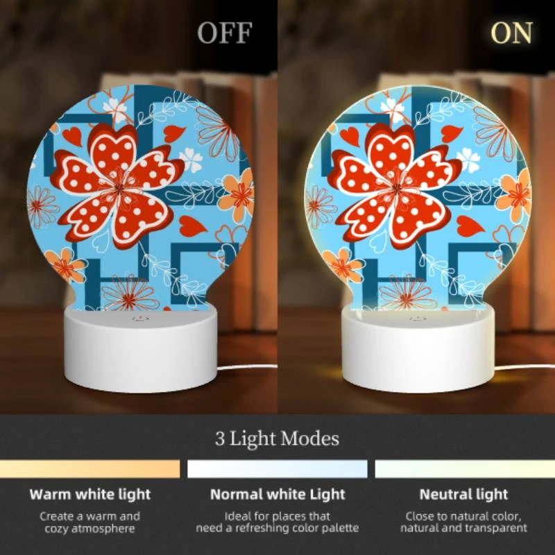 Round Acrylic Night Light, A red flower with white polka dots is surrounded by other flowers. Round Acrylic Night Light, A Red Flower With White Polka Dots Is Surrounded By Other Flowers. -Cute Night Light Shop a8bea3ed3257e8b0ff661f620759c77bee58654f