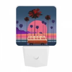Night Light, A Red And White Van Is Parked In Front Of A Palm Tree. -Cute Night Light Shop a99a35d0ac918636a52a75289e7784bc77e445d8