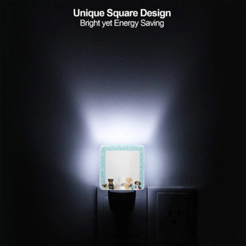 Night Light Set of 2, A group of dogs and a cat are standing in front of a white frame. Night Light Set Of 2, A Group Of Dogs And A Cat Are Standing In Front Of A White Frame. -Cute Night Light Shop a99bb397a71dc0171e425494211a11e1eb55a6c7