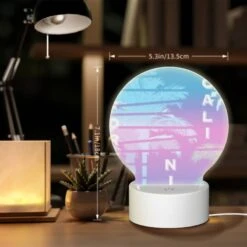 Round Acrylic Night Light, A Colorful Image Of Palm Trees With The Word "California" Written In The Foreground. -Cute Night Light Shop a9e24b6a3c132fe7b28e1e74b38cbf4a54de5634