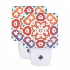 Night Light Set Of 2, A Colorful Design With A Red