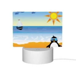Rectangular Acrylic Night Light, A Penguin Is Standing On A Beach With A Suitcase And Sunglasses. -Cute Night Light Shop aafe7992d5bb57d1d27cb9283ad9386c2c6776e3