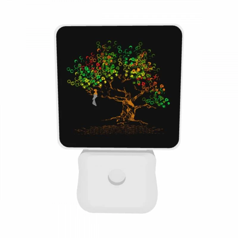 Night Light Set of 2, A woman is sitting in a tree with a colorful background. Night Light Set Of 2, A Woman Is Sitting In A Tree With A Colorful Background. -Cute Night Light Shop ab6097432b71cac26228b70994520524d4c7f98d