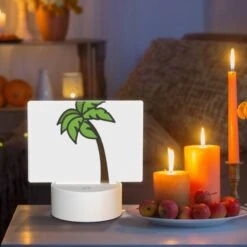 Rectangular Acrylic Night Light, A Green And Brown Palm Tree Is Shown In A Cartoon Style. -Cute Night Light Shop ac401653431caddc94d26320ef5edbfc74955594