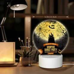 Round Acrylic Night Light, A Poster Advertising A Halloween Dance Party. -Cute Night Light Shop acbbd9c8740ac27820439147f8e5ce81f88a738e