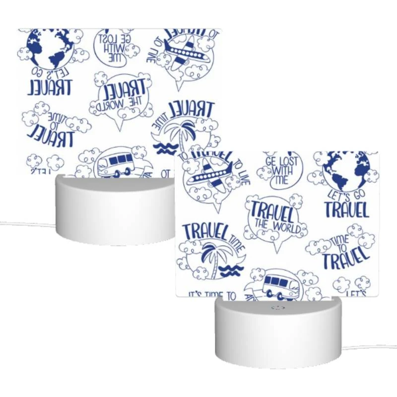 Rectangular Acrylic Night Light, A collection of travel stickers with phrases like "It's time to travel" and "Adventure awaits." Rectangular Acrylic Night Light, A Collection Of Travel Stickers With Phrases Like "It's Time To Travel" And "Adventure Awaits." -Cute Night Light Shop accdb139012d556e067d441650e7af06ba6c43a0