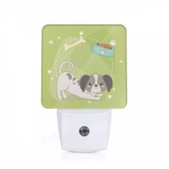 Night Light, A Cartoon Dog Is Shown Laying Down And Eating Food From A Bowl.