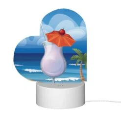 Love Acrylic Night Light, A Cocktail With A Cherry On Top Is Sitting On A Beach. -Cute Night Light Shop ad25320be0c6b887e71f762747753a76372d8123