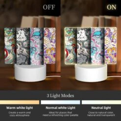 Rectangular Acrylic Night Light, Three Colorful Artworks Are Displayed Side By Side. -Cute Night Light Shop ad8932245080cc720dd94b5c0aa50d6b0e22d5f4