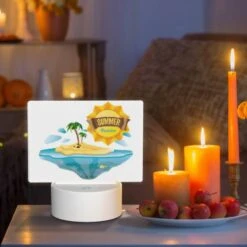 Rectangular Acrylic Night Light, A Sunny Island With A Palm Tree And A Yellow Sun. -Cute Night Light Shop addf29e7f8fde2d03fa17cec855a15c0cceecec0