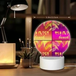 Round Acrylic Night Light, A Colorful Beach Sign With The Word "Miami" On It. -Cute Night Light Shop adf280d70b647ccec7e191260683ced3535235e4