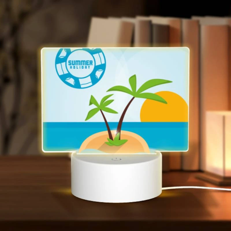 Rectangular Acrylic Night Light, A palm tree is growing on a small island in the middle of the ocean. Rectangular Acrylic Night Light, A Palm Tree Is Growing On A Small Island In The Middle Of The Ocean. -Cute Night Light Shop aee66e4cc174efc2c9461a77657859756a29a0ae