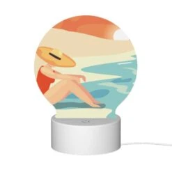 Round Acrylic Night Light, A Woman Wearing A Hat Sits On The Beach. 11 Round Acrylic Night Light, A Woman Wearing A Hat Sits On The Beach. -Cute Night Light Shop af5e37bdbe0bf2880e8ed706a2be0f04dd627aa4
