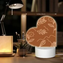 Love Acrylic Night Light, A Drawing Of Leaves And Flowers On A Brown Background. -Cute Night Light Shop b1629645870a8c4e180f719760f9005224cdc95e