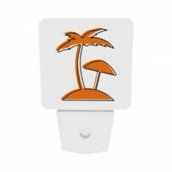 Night Light Set Of 2, A Cartoon Drawing Of A Palm Tree With A Beach Umbrella. -Cute Night Light Shop b287f948282a268665b17764bf387e280f01abb1