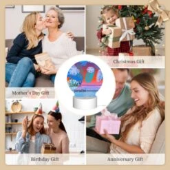 Round Acrylic Night Light, A Colorful Image Of Leaves And Flowers With The Words "Summer Paradise" Written On It. -Cute Night Light Shop b2ae9ce5cf47d42ba88f7c1be9b672fc48282d6c