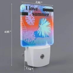Night Light Set Of 2, A Colorful Image Of Palm Trees And Leaves With The Words "I Love Summer" Written Above Them. -Cute Night Light Shop b39914610c6096d1270f2b2810a1febd88e425a7
