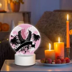 Round Acrylic Night Light, A Pink And Black Image Of A Bird With A Letter "U" On It. -Cute Night Light Shop b3ba730212a60ed97b74f2629f7860c315017147