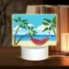 Rectangular Acrylic Night Light, A Hammock Is Set Up On A Sandy Beach