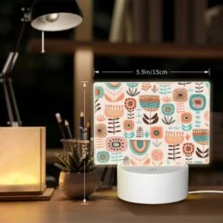 Rectangular Acrylic Night Light, A Colorful Floral Pattern With Orange -Cute Night Light Shop b4b917568d2ee1b0520126a0ff39526482de22fb