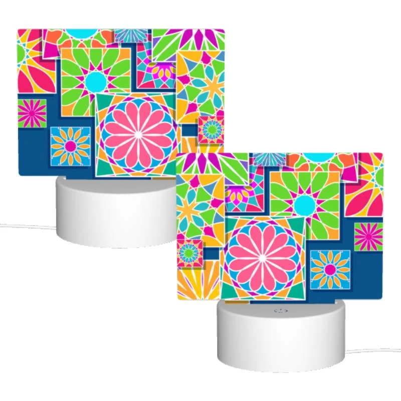 Rectangular Acrylic Night Light, A colorful design of a flower is shown in a collage of different colored flowers. Rectangular Acrylic Night Light, A Colorful Design Of A Flower Is Shown In A Collage Of Different Colored Flowers. -Cute Night Light Shop b5623fd9b34f8587b6894c35da0a1c382d9a1306