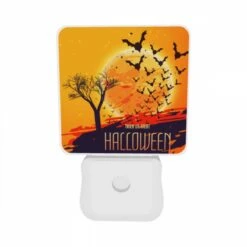 Night Light Set Of 2, A Poster Of Bats Flying Around A Tree With The Words "Trick Or Treat" Written On It. -Cute Night Light Shop b61d8f47fc7b1cc48e0ab09a2f0b68e519935ca9