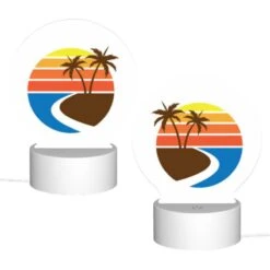 Round Acrylic Night Light, A Sunset With A Beach And Palm Trees. -Cute Night Light Shop b62fe875689cea2a1fb274be756f327cd2e70da2