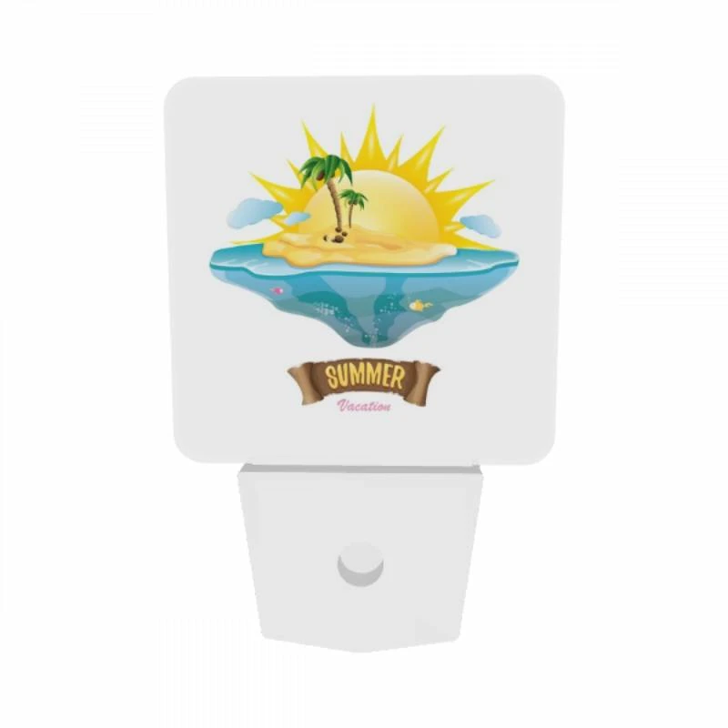Night Light Set of 2, A sunny beach with a palm tree and a yellow sun. Night Light Set Of 2, A Sunny Beach With A Palm Tree And A Yellow Sun. -Cute Night Light Shop b6bec8a7fc69e1ee91700a3f14822336e2a5d56b