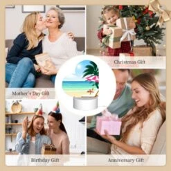 Love Acrylic Night Light, A Beach Scene With A Pink And White Umbrella -Cute Night Light Shop b72542b7281810db1e3425bd742324a7d89f4d2e