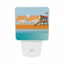 Night Light Set Of 2, A Small Hut Is Situated On A Sandy Beach. -Cute Night Light Shop b747375c4571b95370d53c05755d161e0bb6be22