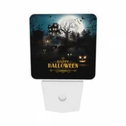 Night Light Set Of 2, A Halloween Poster With A Spooky House And Pumpkins. -Cute Night Light Shop b83e18f424afe6481342ff93e4d730a1417d8b45