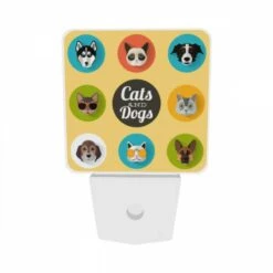 Night Light Set Of 2, A Collection Of Cat And Dog Images Are Displayed In A Circle. -Cute Night Light Shop b8fd55b8f8f845773dbfe7be27116d505d8e63a2