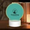 Round Acrylic Night Light, A Logo For A Traveling Company.