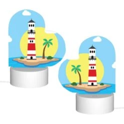 Love Acrylic Night Light, A Lighthouse Stands On A Small Island In The Ocean. -Cute Night Light Shop ba5fcf6b2d6dbd0f0854c8cbcbb8d808088294b4