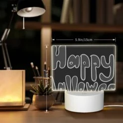 Rectangular Acrylic Night Light, A Black And White Sign That Says "Happy Halloween". 7 Rectangular Acrylic Night Light, A Black And White Sign That Says "Happy Halloween". -Cute Night Light Shop bace9cb55f5546196e0d3f95ec48db912ddcdb22