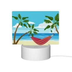 Rectangular Acrylic Night Light, A Hammock Is Set Up On A Sandy Beach -Cute Night Light Shop bafa7ef72adbb11efda3e88b65e591bc50147186