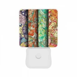 Night Light Set Of 2, Four Different Colored Designs Of Flowers Are Displayed On A Wall. -Cute Night Light Shop bc33020f7c2ef506f3c345af302110d37fb0d080