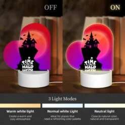Love Acrylic Night Light, A Black And White Image Of A Haunted House With A Pink Roof And A Moon In The Background. -Cute Night Light Shop bd01a33e44f31e69d1322c82cd0bee40d190fc08