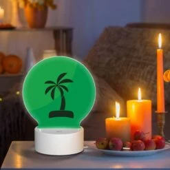 Round Acrylic Night Light, A Green And Yellow Palm Tree On A Green Background. -Cute Night Light Shop bdbdac59fff8c25d05fe040215c8bad3a805491e
