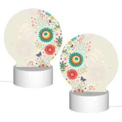 Round Acrylic Night Light, A Colorful Floral Design With Hearts And Butterflies. -Cute Night Light Shop be4a13c835497b50ace376c76c676e3f6ae0f556