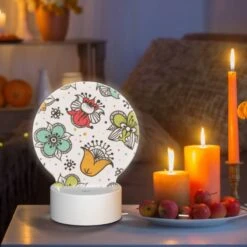 Round Acrylic Night Light, A Colorful Floral Pattern With A Bird And A Fox. -Cute Night Light Shop bf0acc8c67f95f592f3e5cd533df65dd1114d617